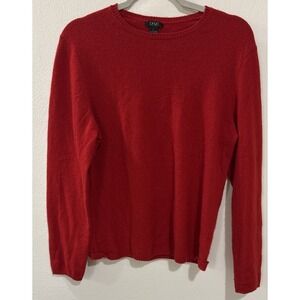 Prive Women's 100% Cashmere Sweater Large L Red Crew Neck Pullover‎